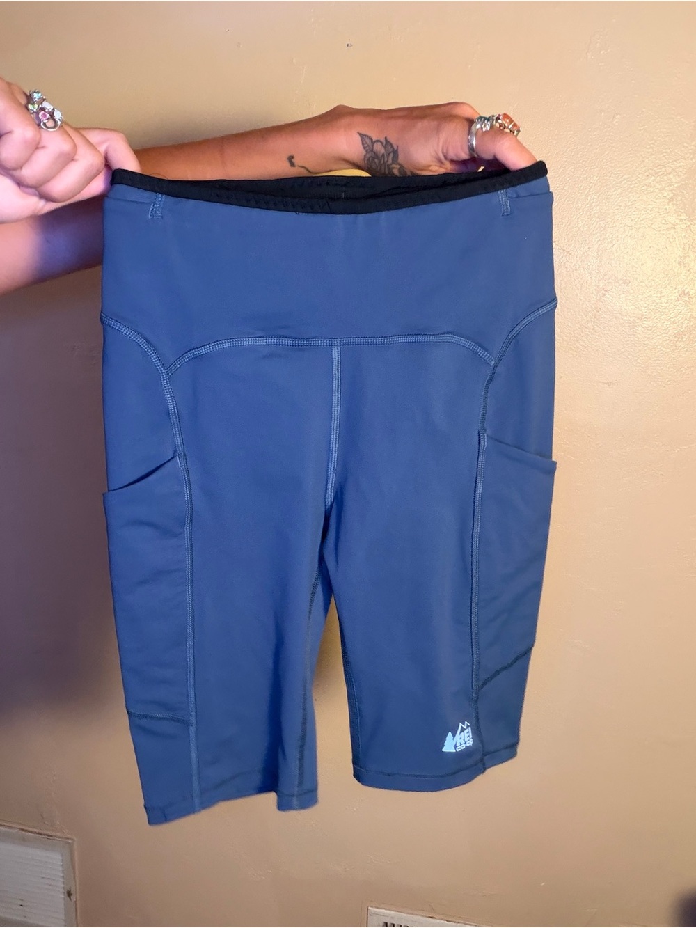 REI Deep Blue Bike Shorts with Side Pockets